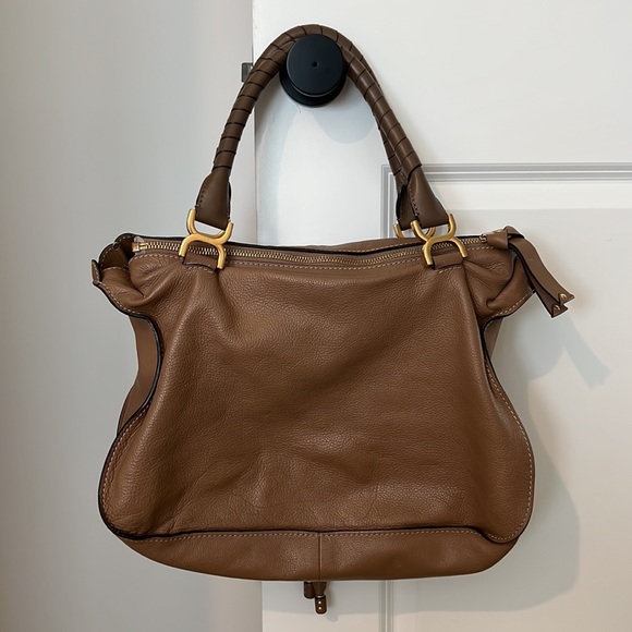 Chloe Marcie Medium Zip Leather Satchel Bag in Brown - Picture 6 of 12